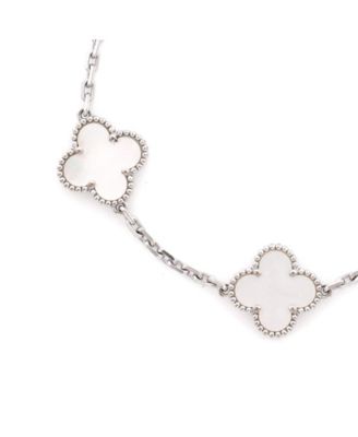  Vintage Alhambra 5 Motifs Bracelet 18K White Gold and Mother of Pearl