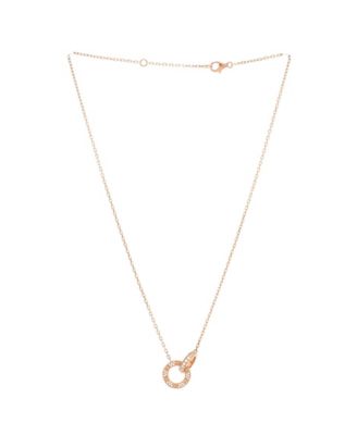  Love Interlocking Pave Necklace 18K Rose Gold and Diamonds, 16.25"