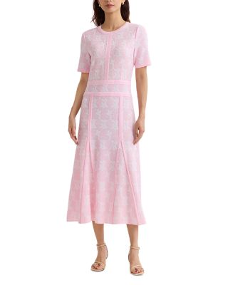 Wrinkle Resistant Intarsia Knit Midi Dress