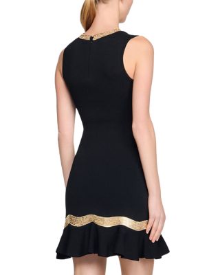 Ophira Metal Chain Trim Knit Short Dress