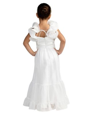  Girls' Floral Chiffon Ruffle Shoulder Dress - Little Kid, Big Kid