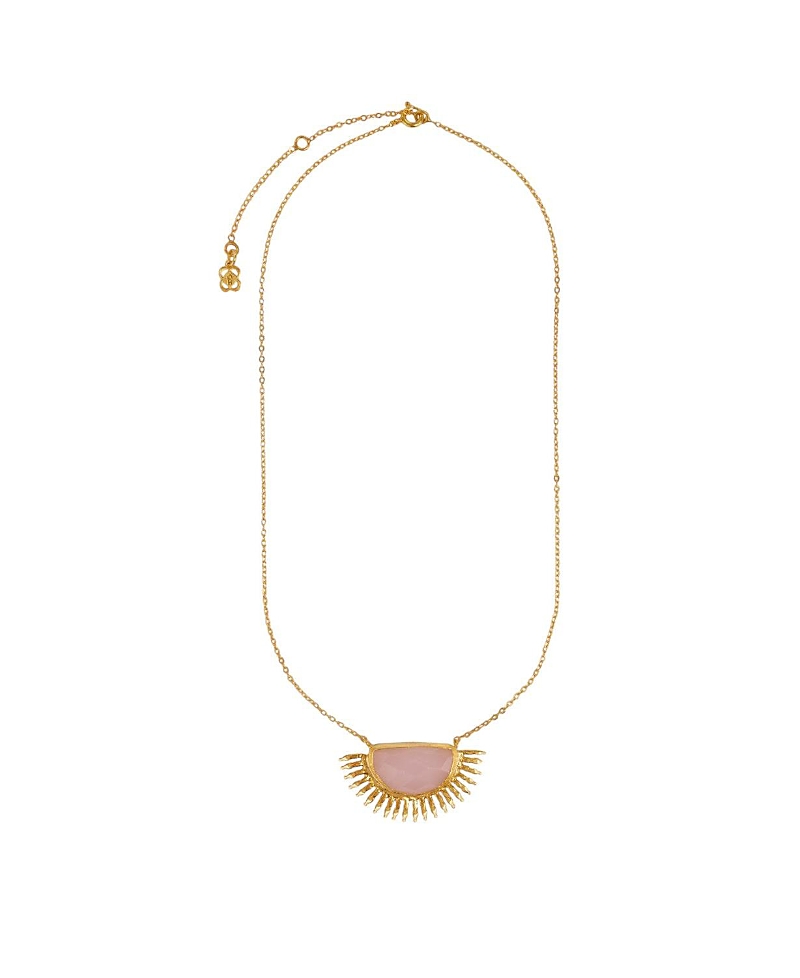 Ottoman Hands Women's Sunrise Rose Quartz Pendant Necklace