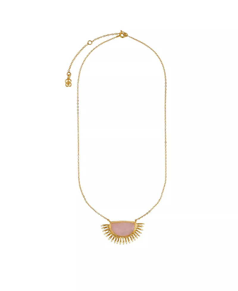 Ottoman Hands Women's Sunrise Rose Quartz Pendant Necklace