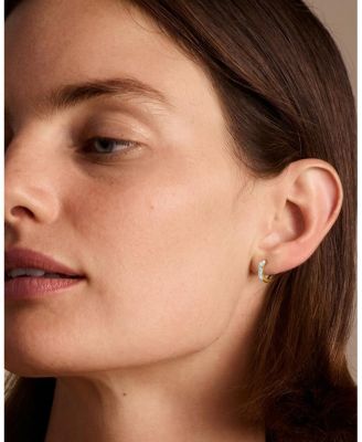  Three Stone Huggie Hoops in 14K Gold, 0.40ctw Baguette & Round Brilliant Lab Grown Diamonds