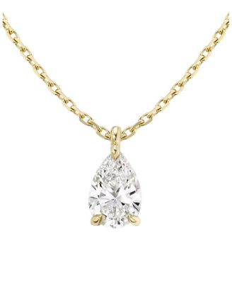 Solitaire Pendant in 14K Gold, 0.75ctw Pear Lab Grown Diamond