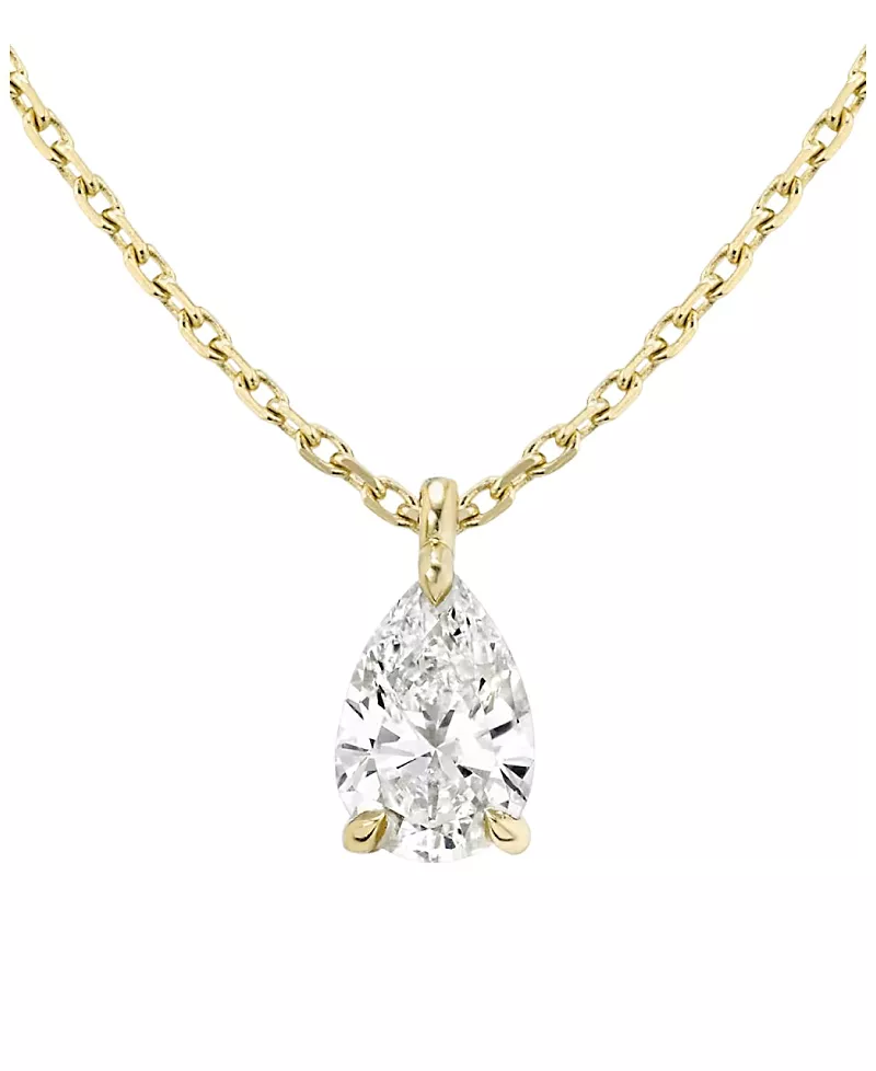 Vrai Solitaire Pendant in 14K Gold, 0.75ctw Pear Lab Grown Diamond