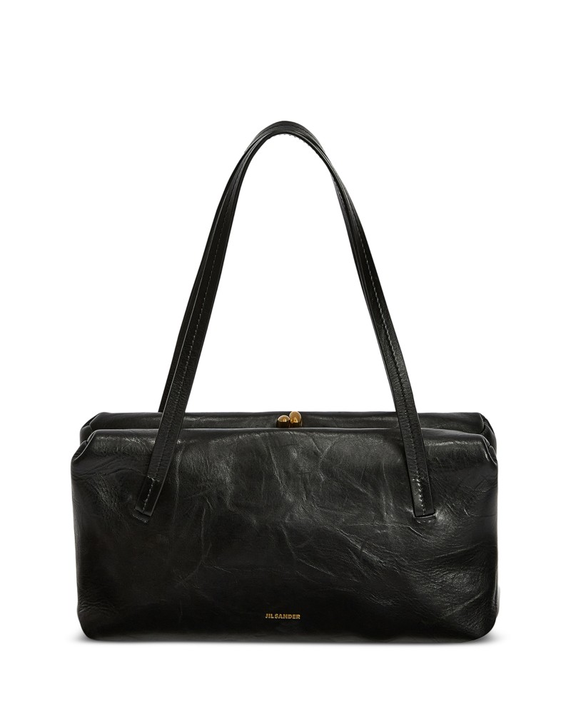 Jil Sander Goji Pillow Small Leather Handbag in Black