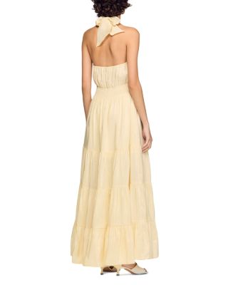 Floral Detail Linen Blend Maxi Dress