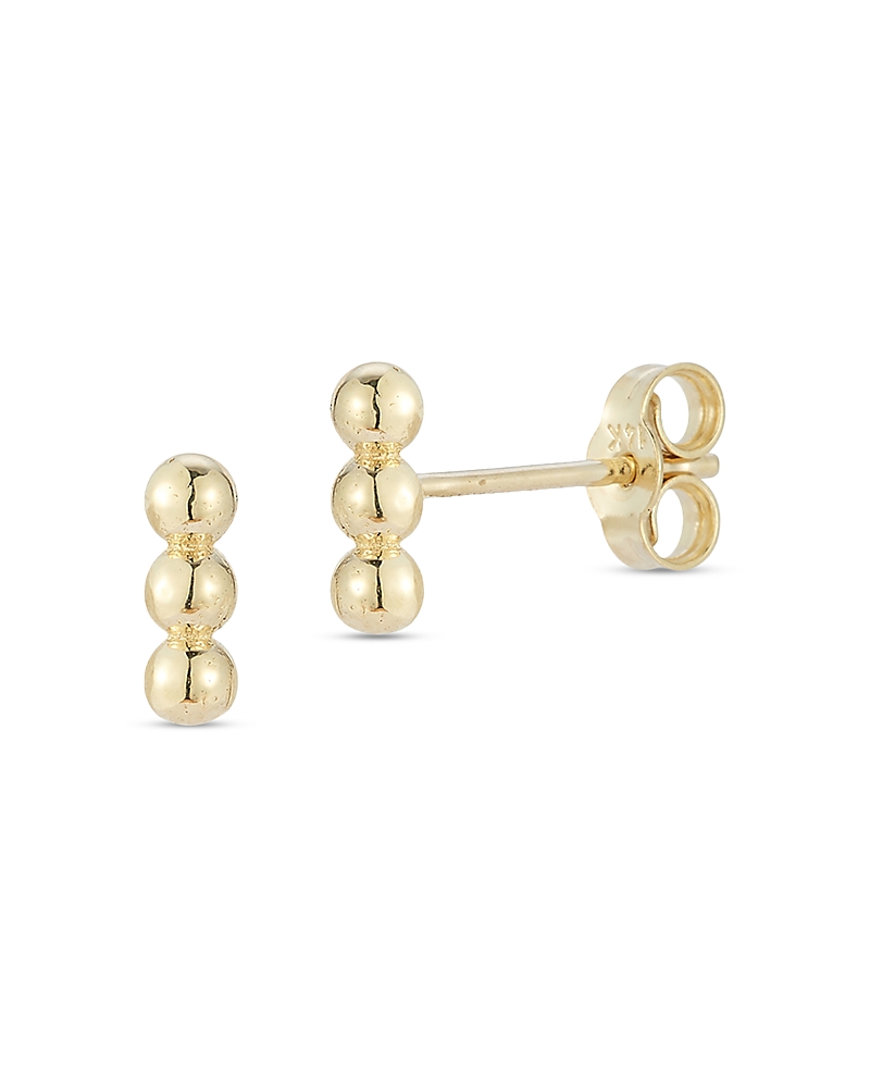 Moon & Meadow 14K Yellow Gold Triple Bead Stud Earrings