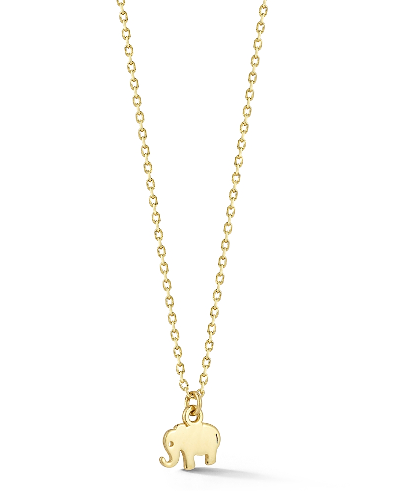 Moon & Meadow Tiny Elephant Pendant Necklace in 14K Yellow Gold