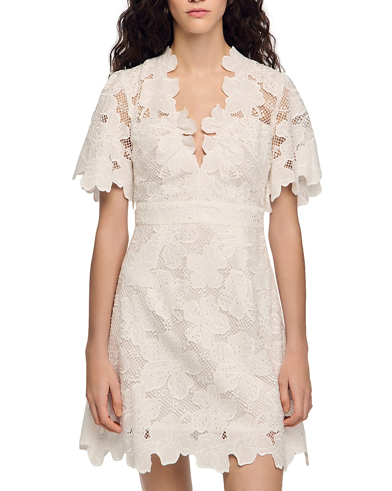 Sandro Elara Flower Lace Short Dress