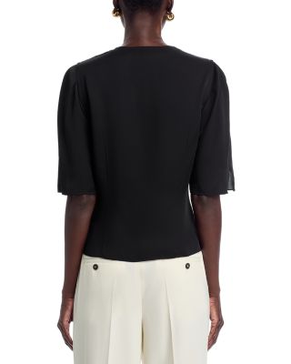 Round Sleeved Silk Top  