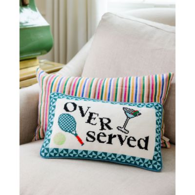 Overserved Needlepoint Pillow, 15" x 9"