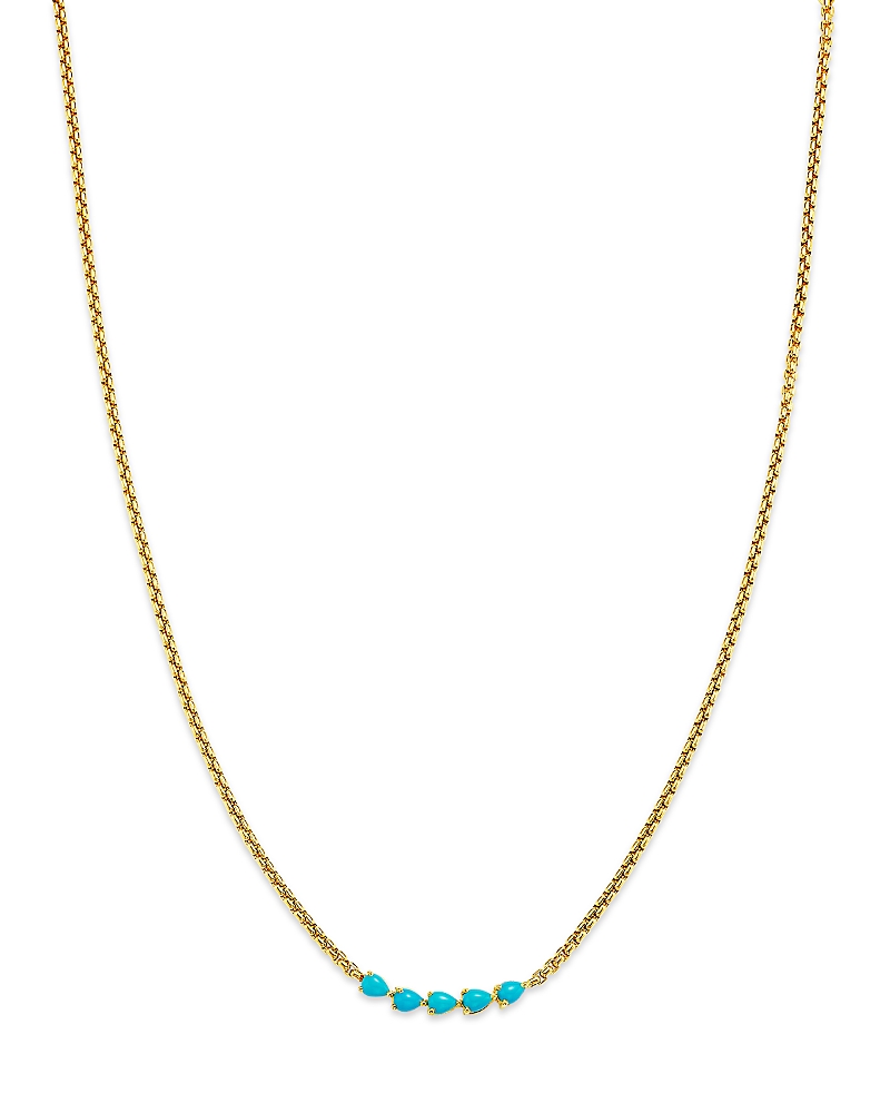 Zoe Chicco 14K Yellow Gold Turquoise Gemstones Five Stone Collar Necklace, 14