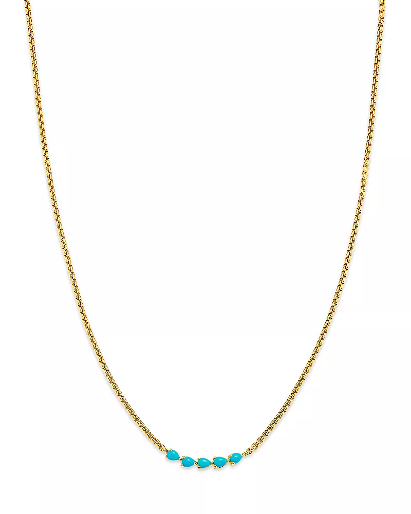 Zoe Chicco 14K Yellow Gold Turquoise Gemstones Five Stone Collar Necklace, 14