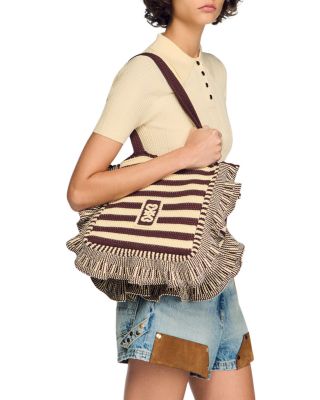 Striped Crochet Tote Bag