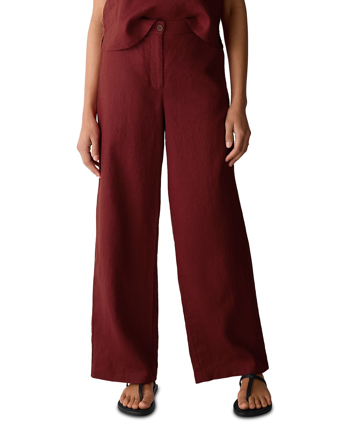 Eileen Fisher High Rise Wide Leg Linen Pants