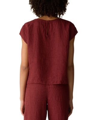 Jewel Neck Linen Top