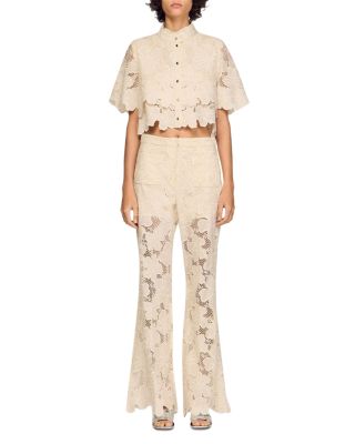 Ame Cropped Floral Guipure Lace Shirt