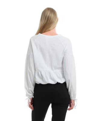  Shirred Elastic Hem Tee