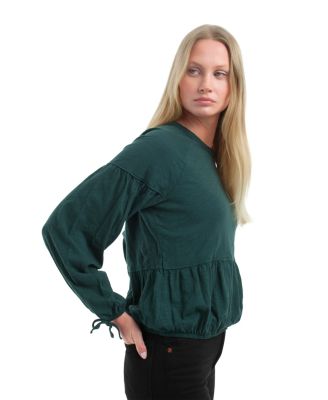  Shirred Elastic Hem Tee