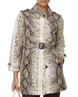 Short Python Print Coated Cotton Stonehaven Car Coat