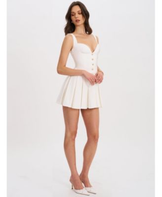  Tala Sleeveless Pleated Preppy Mini Dress