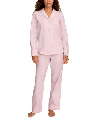 Woven Twill Plaid Classic Pajama Set in Peony Plaid