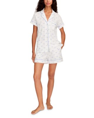 Bow Print Short Sleeve Short Pajama Set
