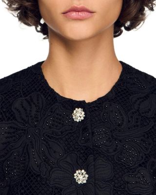 Embroidered Guipure Lace Crop Top