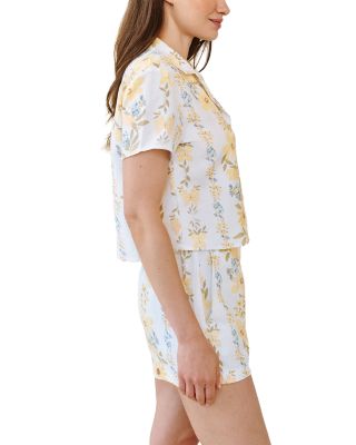 Floral Short Sleeve Notch Collar Shirt