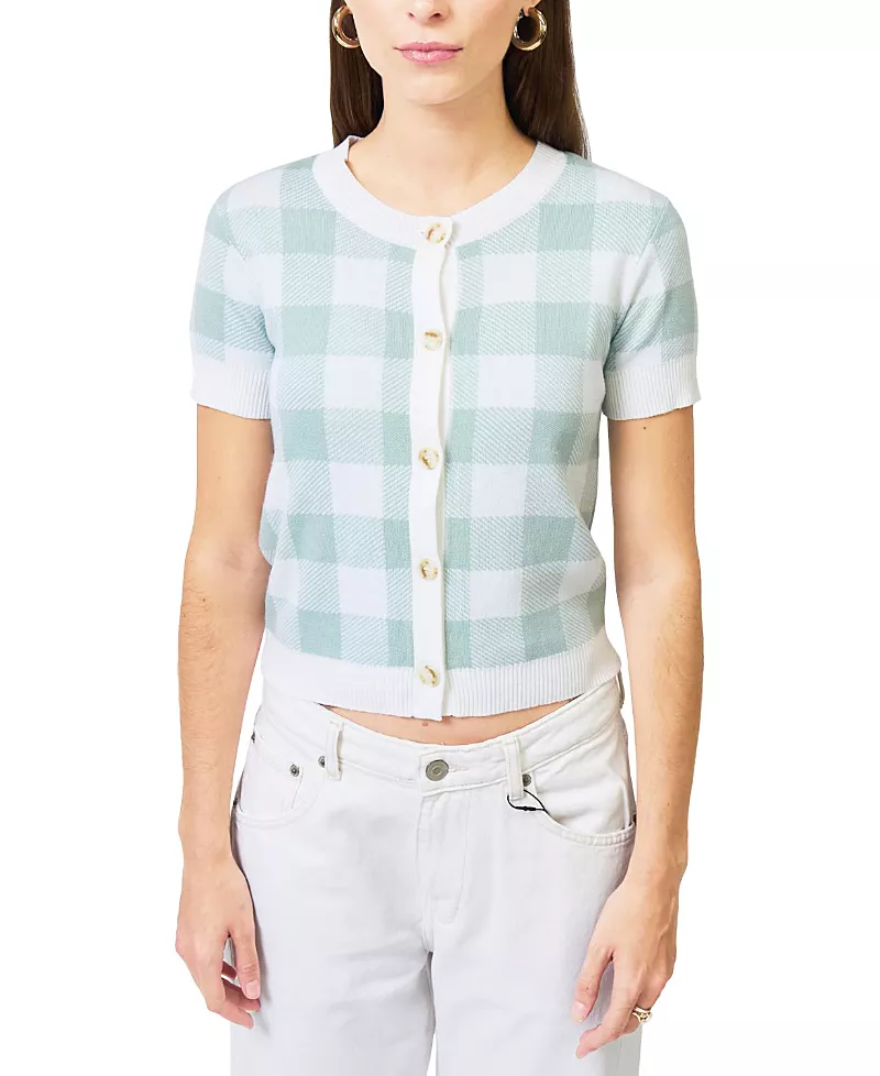Central Park West Women's Laurel Gingham Jaquard Cardigan