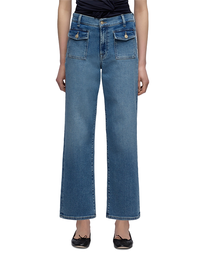 7 For All Mankind Stovepipe High Rise Straight Ankle Jeans in Aquashade