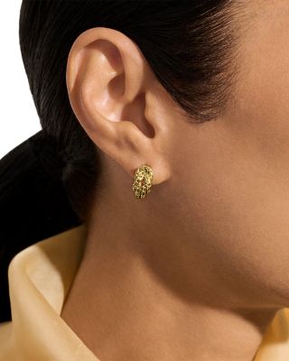 14K Yellow Gold Love Knot Woven J Hoop Earrings