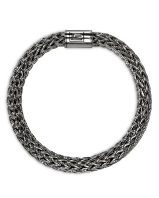 Dark Silver Icon Woven Link Bracelet, 10.5mm