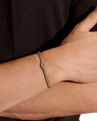 14K Yellow Bonded Gold & Sterling Silver Icon Reversible Woven Link Bracelet, 5mm