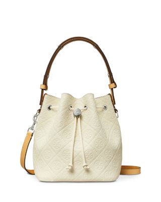 T Monogram Leather Bucket Bag