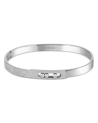 18K White Gold Move Noa Diamond Semi Pav&eacute; Bangle Bracelet