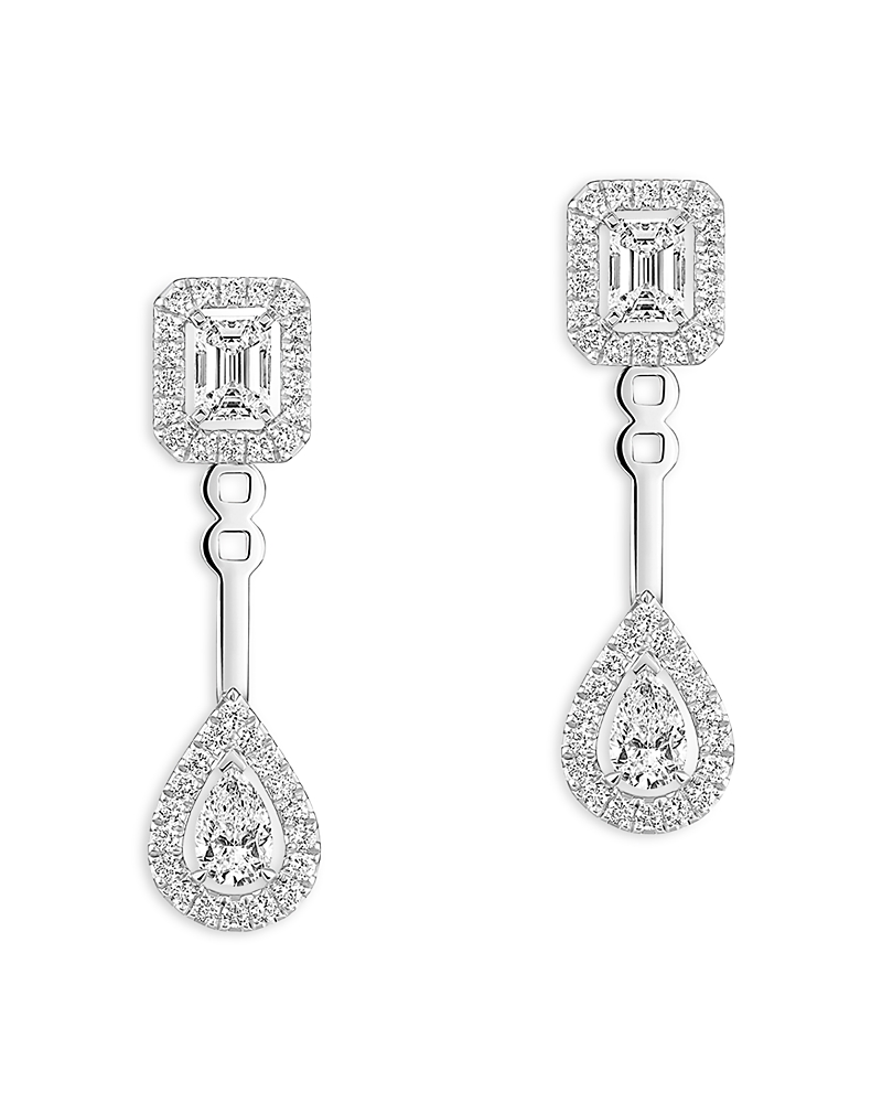 Messika 18K White Gold Diamond My Twin Diamond Mixed Cut Toi et Moi Drop Earrings