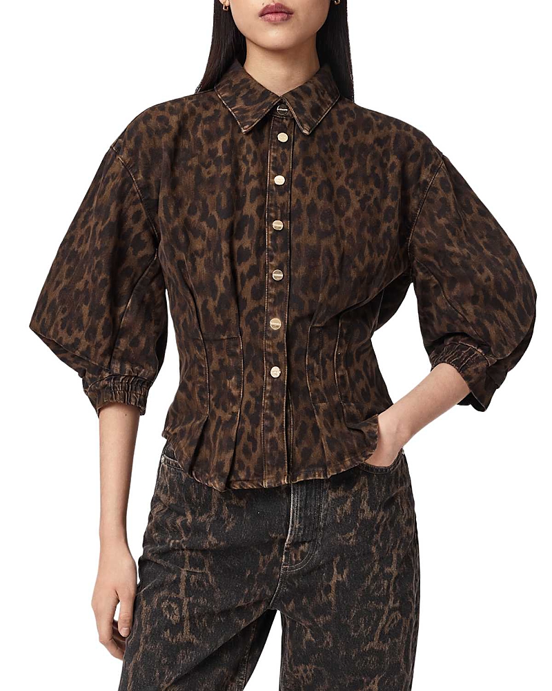 Allsaints Nancy Denim Shirt in Leppo Brown