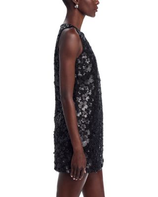 Sequin Flower V Neck Mini Dress