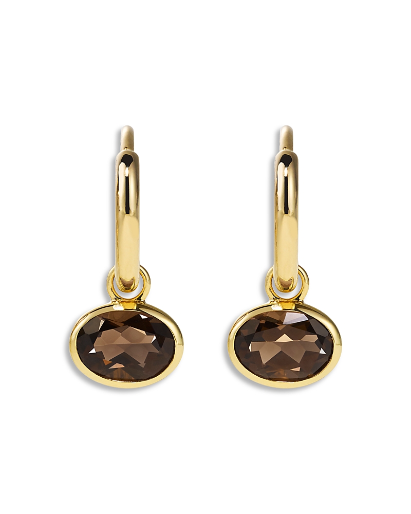 By Pariah 14K Yellow Gold Smoky Quartz Dangle Hoop Earrings