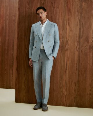Atlantic Tailored Fit Linen Twill Suit Trousers