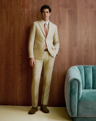 D&eacute;lav&eacute; Linen Slim Fit Suit Pants