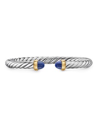 Cable Flex&reg; Bracelet in Sterling Silver with 14K Yellow Gold and Lapis, 6mm