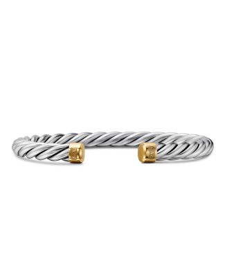 Men's Cable Classic Cuff Bracelet with 18k Gold