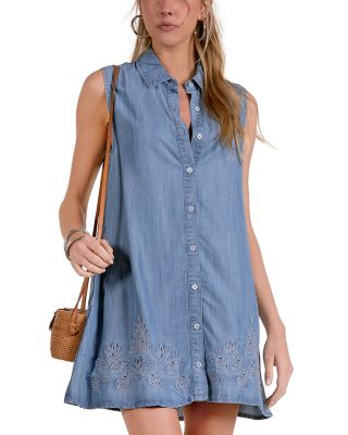 Chambray Sleeveless Shirtdress