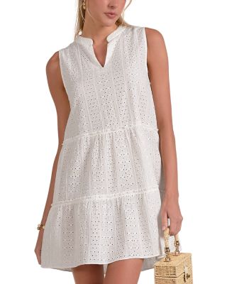 Eyelet Sleeveless Mini Dress