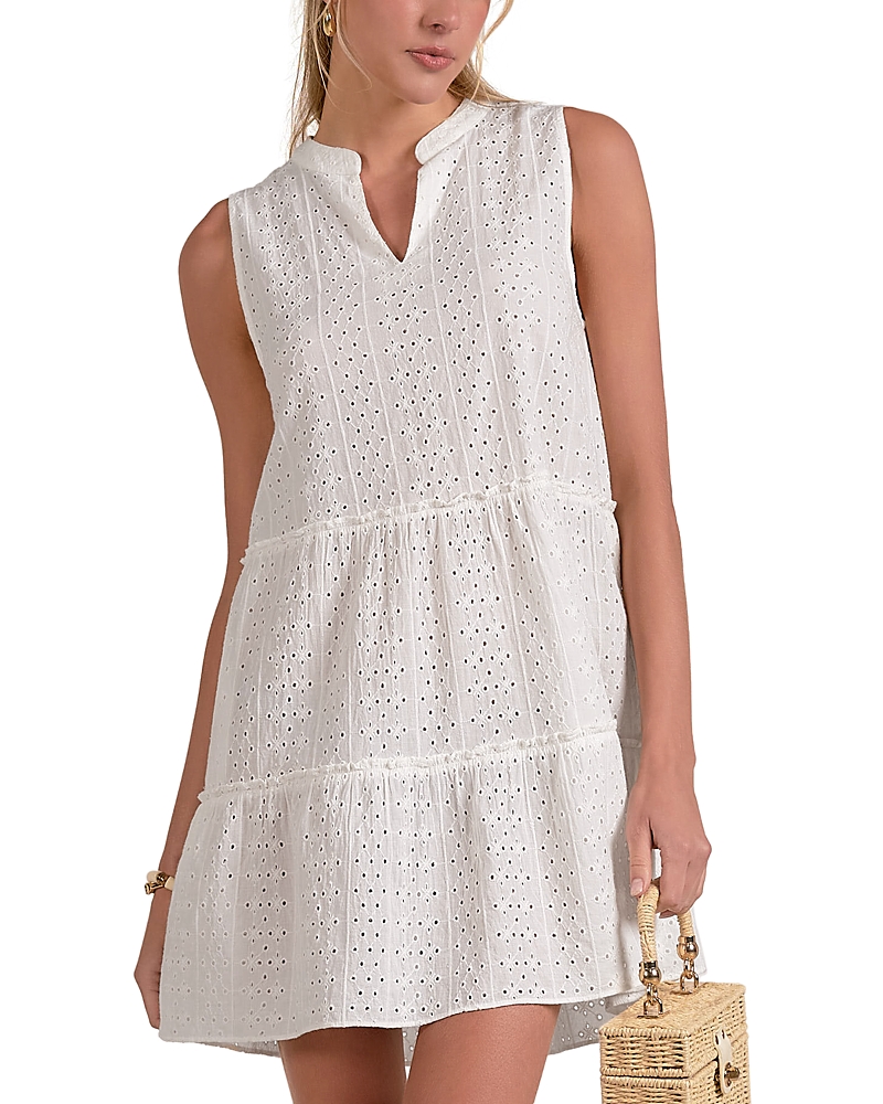 Elan Eyelet Sleeveless Mini Dress