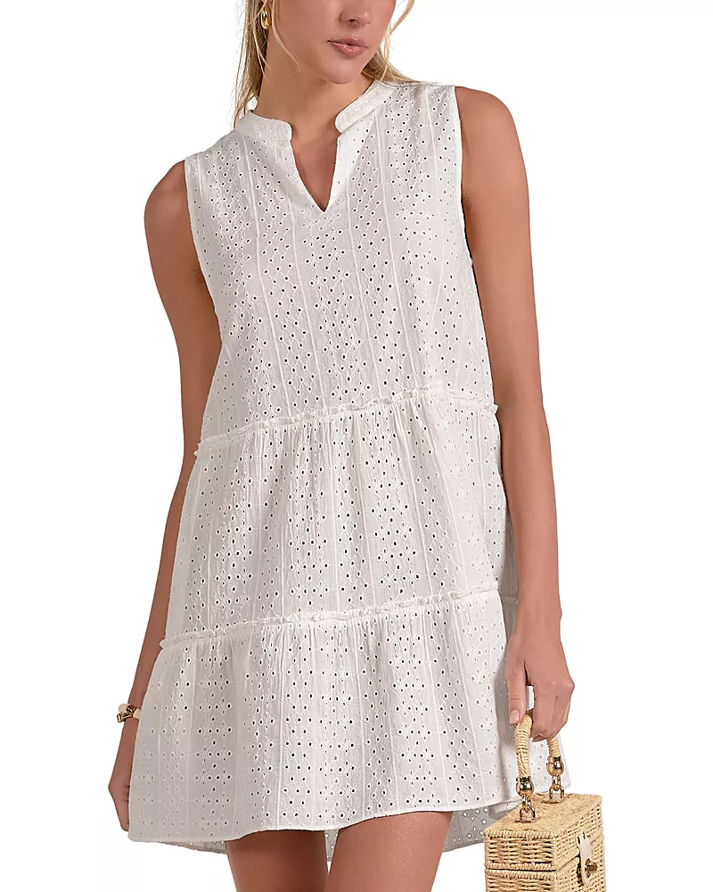 Elan Eyelet Sleeveless Mini Dress